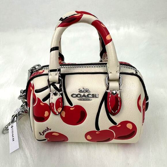 Coach CZ082 Mini Rowan Bag Charm With Cherry Print NWT - Picture 1 of 8
